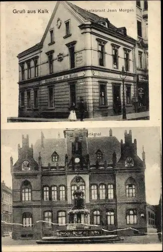 Ak Kalk Köln am Rhein, Restaurant, Post, Denkmal