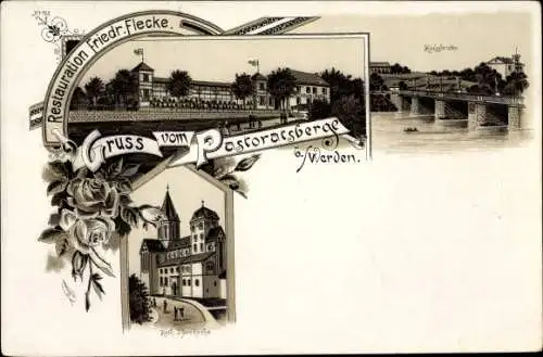 Litho Heidhausen Essen im Ruhrgebiet, Pastoratsberg, Restauration, Brücke