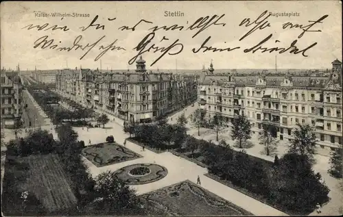 Ak Szczecin Stettin Pommern, Kaiser Wilhelm Straße, Augustaplatz