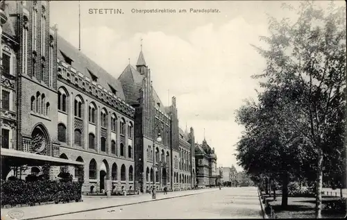Ak Szczecin Stettin Pommern, Oberpostdirektion am Paradeplatz