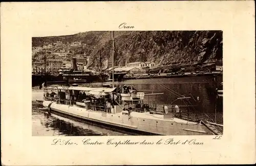 Ak Oran Algerien, Contre Torpilleur dans le Port, Kriegsschiff
