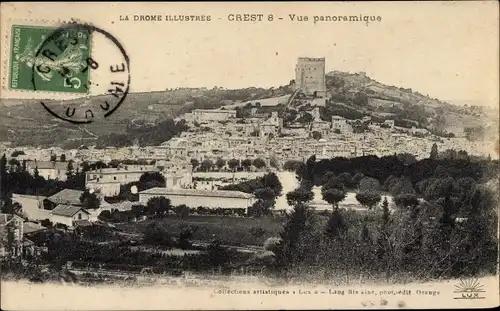 Ak Crest Drôme, Vue panoramique