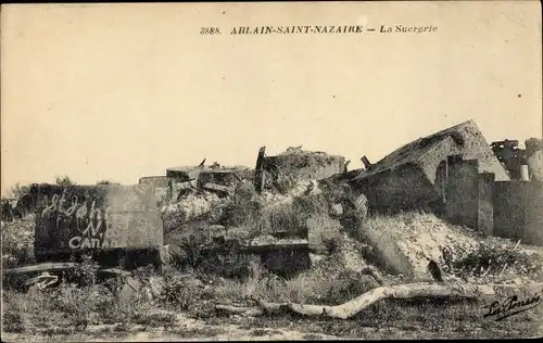 Ak Ablain Saint Nazaire Pas de Calais, La Sucrerie, Kriegszerstörungen, I. WK