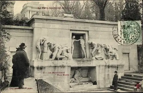 Ak Paris XVIII. Buttes Montmartre, Aux Morts, Denkmal