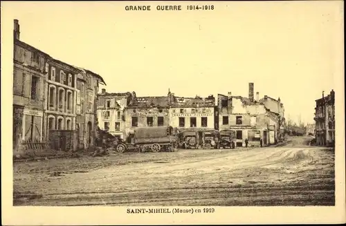 Ak Saint Mihiel Meuse, Straßenpartie, Grande Guerre, Kriegszerstörungen, I. WK