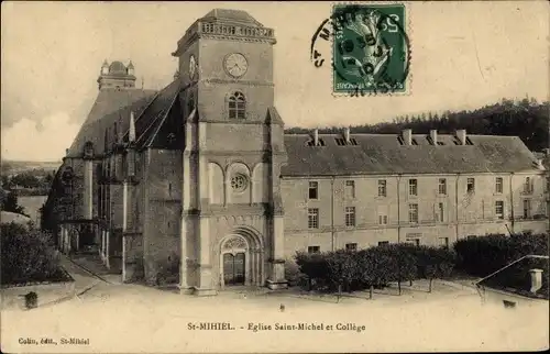 Ak Saint Mihiel Meuse, Eglise Saint Michel et College