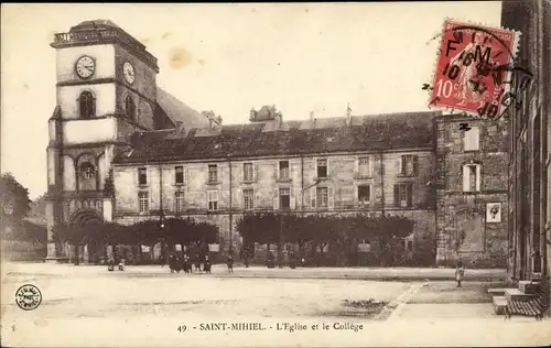 Ak Saint Mihiel Meuse, Eglise Saint Michel et College