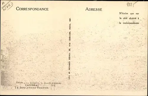 Ak Cambrai Nord, Le Boulevard Vauban