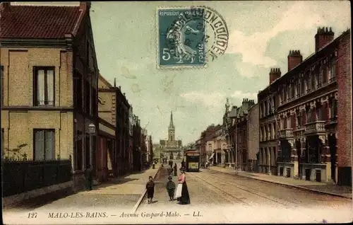 Ak Malo les Bains Nord, Avenue Gaspard Malo, Straßenbahn