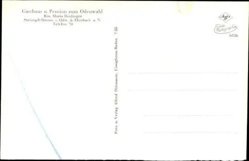 Ak Strümpfelbrunn Waldbrunn Odenwald, Gasthaus u. Pension, Gastraum, Außenansicht, Panorama