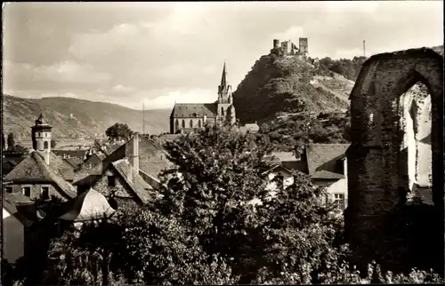 Ak Oberwesel am Rhein, Panorama, Burg, Kirche