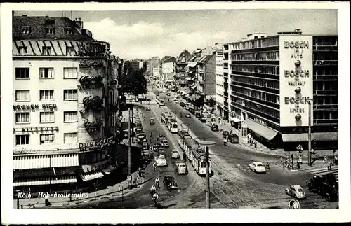 Ak Köln am Rhein, Hohenzollernring,, Straßenpartie m. Automobilen u. Straßenbahn, BOSCH Gebäude