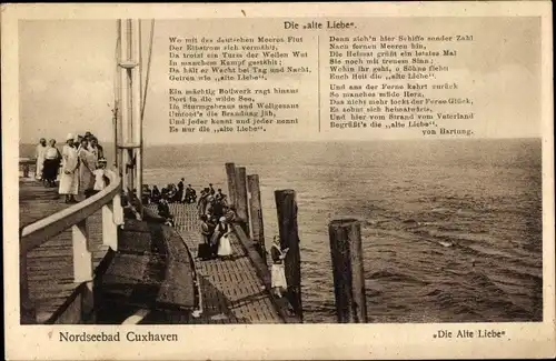 Ak Nordseebad Cuxhaven, Ablegestelle, Gedicht "Die Alte Liebe" v. Hartung