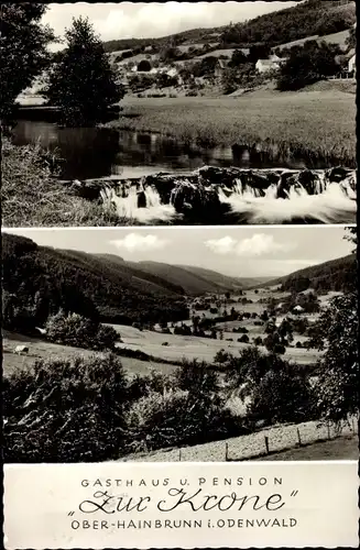 Ak Ober Hainbrunn Rothenberg Oberzent im Odenwald, Gesamtansicht, Fluss, Wald