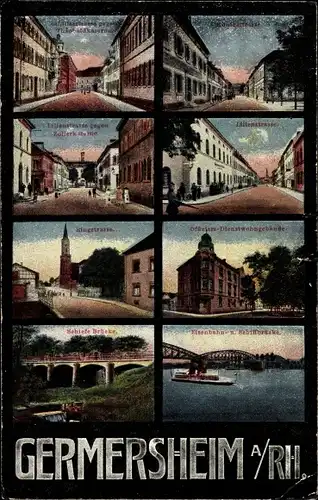 Ak Germersheim in Rheinland Pfalz, Königsstraße, Schillerstraße, Lilienstraße