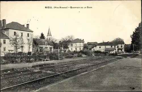 Ak Nieul Haute Vienne, Quartier de la Gare