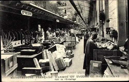 Ak Saint Étienne Loire, Manufacture française d'armes et cycles, Hall de l'Emballage