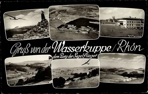 Ak Gersfeld in der Rhön Hessen, Wasserkuppe, Segelflug, Fliegerdenkmal