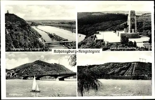 Ak Syburg Dortmund Nordrhein Westfalen, Hohensyburg, Hengsteysee, Kaiser-Wilhelm-Denkmal, Kraftwerk