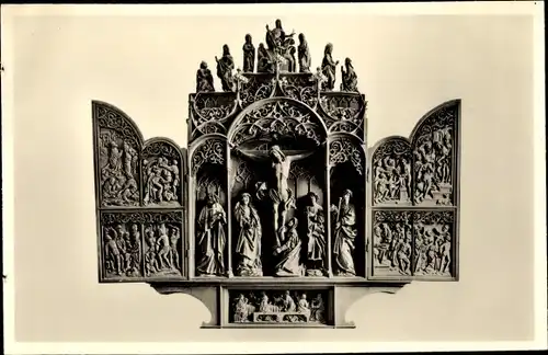 Ak Wettringen Mittelfranken Bayern, Evang.-luth. Kirche, Altar aus der Riemenschneider Schule