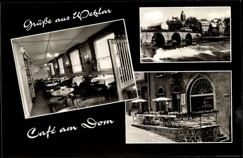 Ak Wetzlar an der Lahn, Cafe am Dom, Innenansicht, Brücke