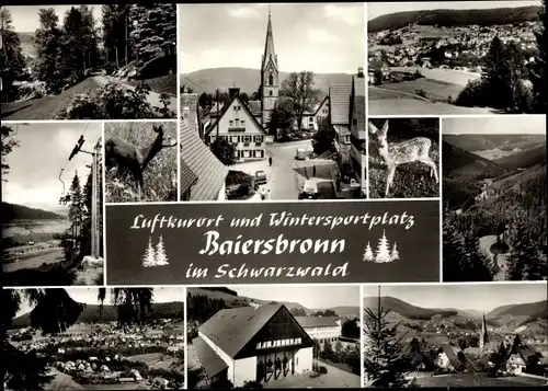 Ak Baiersbronn im Schwarzwald, Gesamtansicht, Straßenpartie, Landschaft, Rehkitz