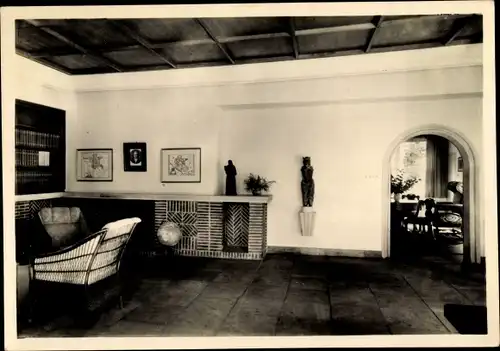 Ak Kloster Insel Hiddensee in der Ostsee, Gerhart-Hauptmann-Gedächtnisstätte, Kaminecke