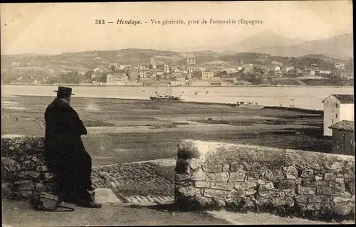 Ak Hendaye Pyrénées-Atlantiques, Vue generale, prise de Fontarabie