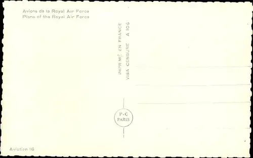 Ak Avions de la Royal Air Force, Plane of the Royal Air Force