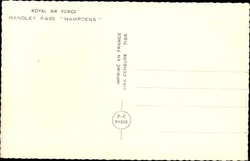 Ak Royal Air Force, Handley Page, Hampdens, britische Militärflugzeuge