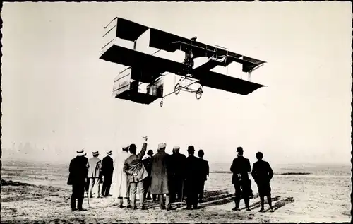 Ak 17 Septembre 1908, Delagrange sur Voisin, Zivilflugzeug, Flugpioniere