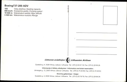 Ak Passagierflugzeug Boeing 737-200 ADV, Lithuanian Airlines