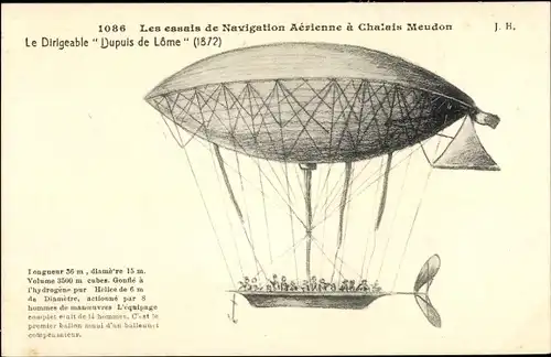 Ak Les essais de Navigation Aerienne a Chalais Meudon, le Dirigeable Dupuis de Lome, 1872