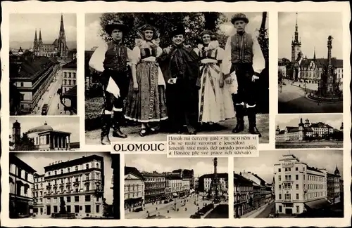 Ak Olomouc Olmütz Stadt, Stadtansichten, Hotel Palace, Volkstrachten