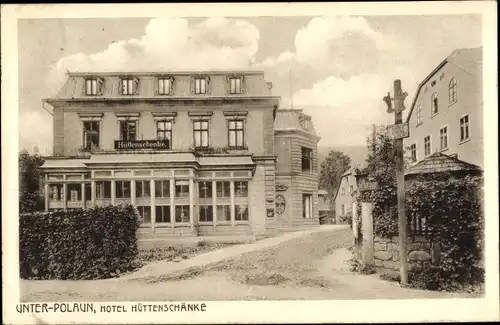 Ak Dolni Polubný Unter Polaun Region Reichenberg, Hotel Hüttenschänke
