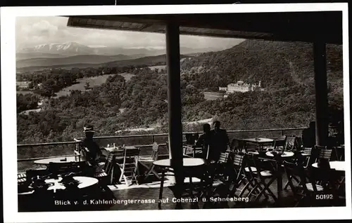 Ak Wien 19 Döbling Österreich, Kahlenbergterrasse, Cobenzl, Schneeberg