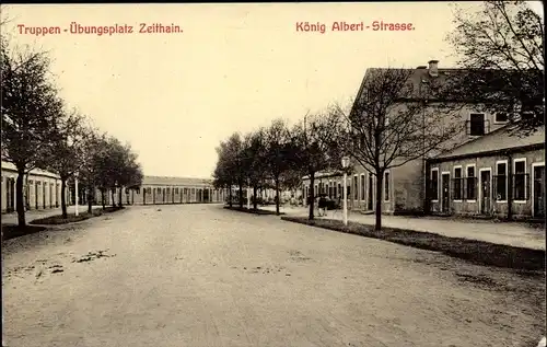 Ak Zeithain in Sachsen, Blick in die König Albert Straße, Truppenübungsplatz