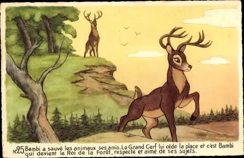 Künstler Ak Walt Disney, Bambi, Le Grand Cerf lui cede la place