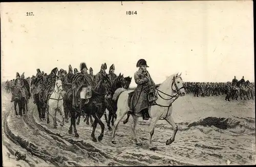 Ak Napoleon auf dem Schlachtfeld, 1814