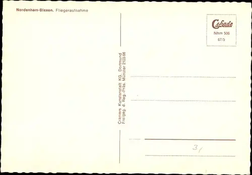 Ak Blexen Nordenham in Oldenburg, Fliegeraufnahme