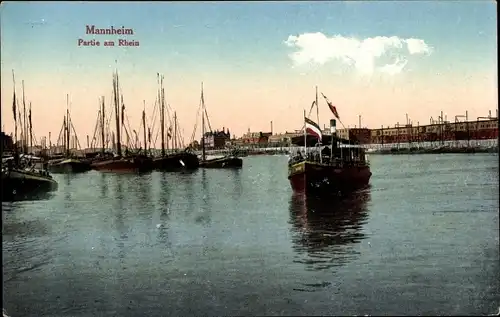 Ak Mannheim in Baden, Partie am Rhein