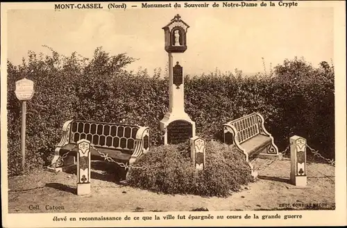 Ak Mont Cassel Nord, Monument du Souvenir de Notre Dame de la Crypte
