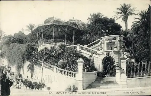 Ak Monte Carlo Monaco, Entree des Jardins