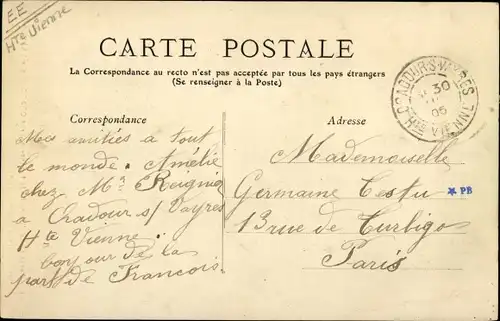 Ak Haute-Vienne, Cascade de l'Usine de la Monnerie, prés Oradour sur Vayres