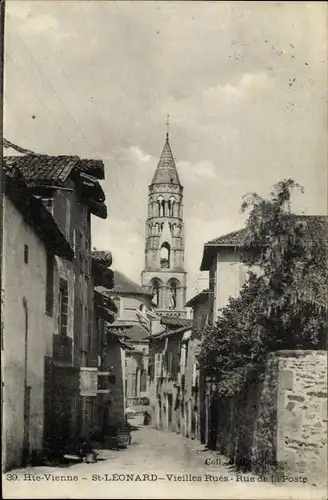 Ak Saint Léonard de Noblat Haute Vienne, Vieilles Rues, Rue de la Poste