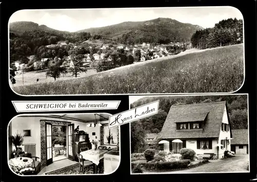 Ak Schweighof Badenweiler im Schwarzwald, Panorama, Haus Lacher, Außenansicht, Gastraum