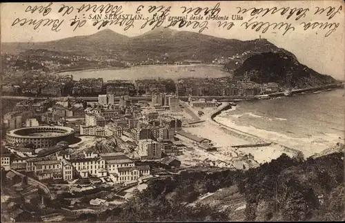 Ak Donostia San Sebastian Baskenland, Vista general desde el Monte Ulia