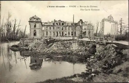 Ak Pinon Aisne, Le Château, Entree
