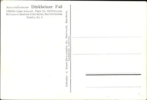 Ak Bad Dürkheim in der Pfalz, Naturweinschenke Dürkheimer Fass