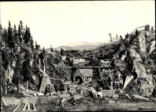 Ak Annaberg Buchholz Erzgebirge, Frohnauer Hammer, Modell, Holzschnitzkunst